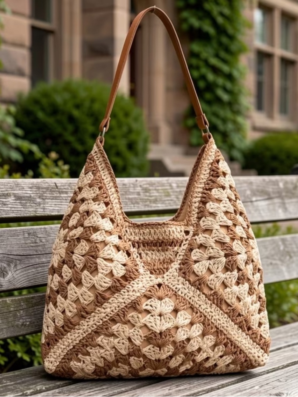 NWOT WHITE AND TAN RAFFIA HOBO BAG